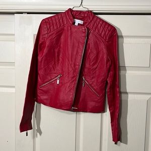 New York & Company Faux Leather Red Jacket. Size-XS.